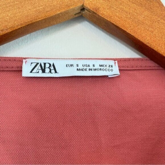 ZARA Wrap Sun Dress Ruffle V Neck Womens Small Pink Blush Summer Sleeveless Mini - Picture 3 of 12